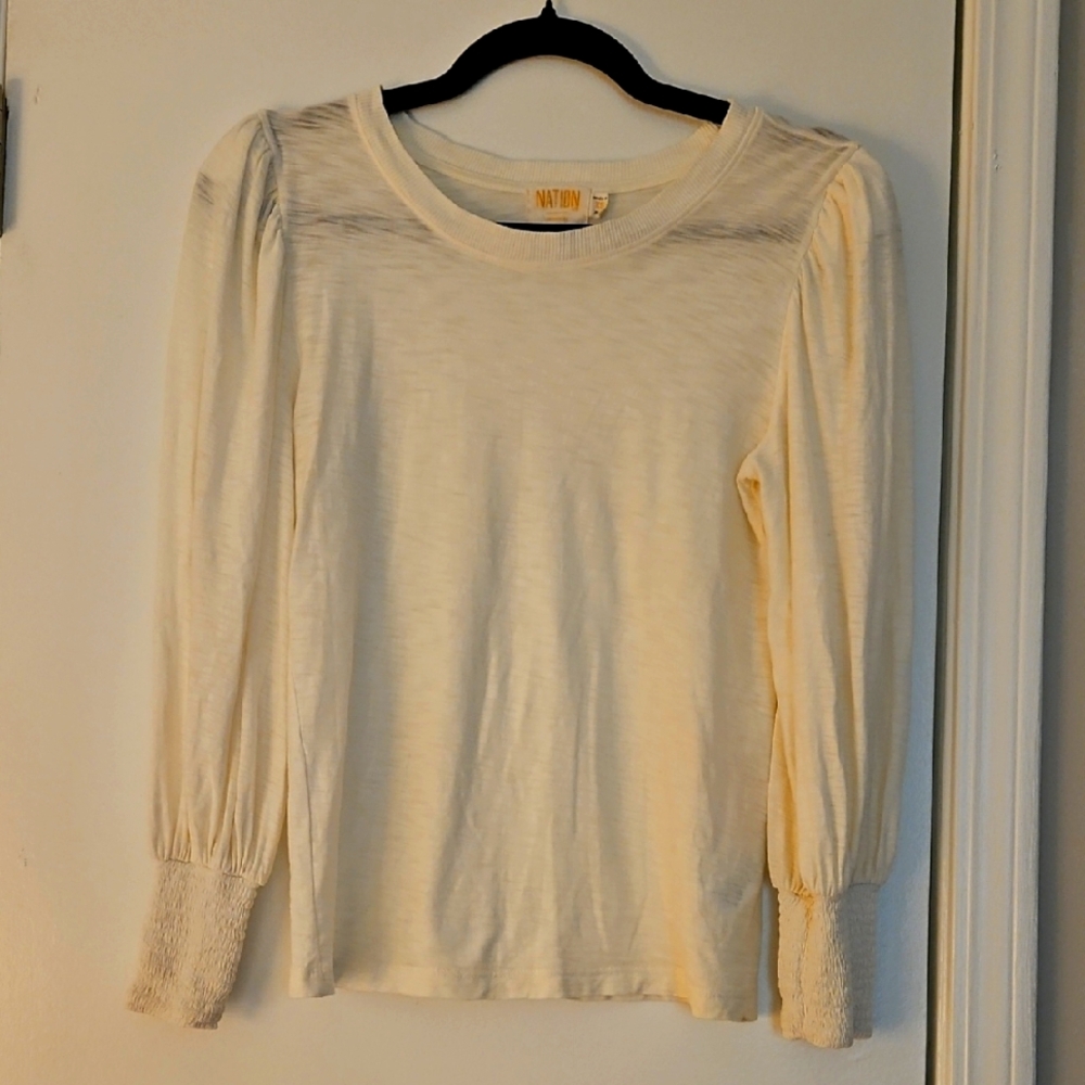Nation Ltd. Romy Long Puff Cream Blouse